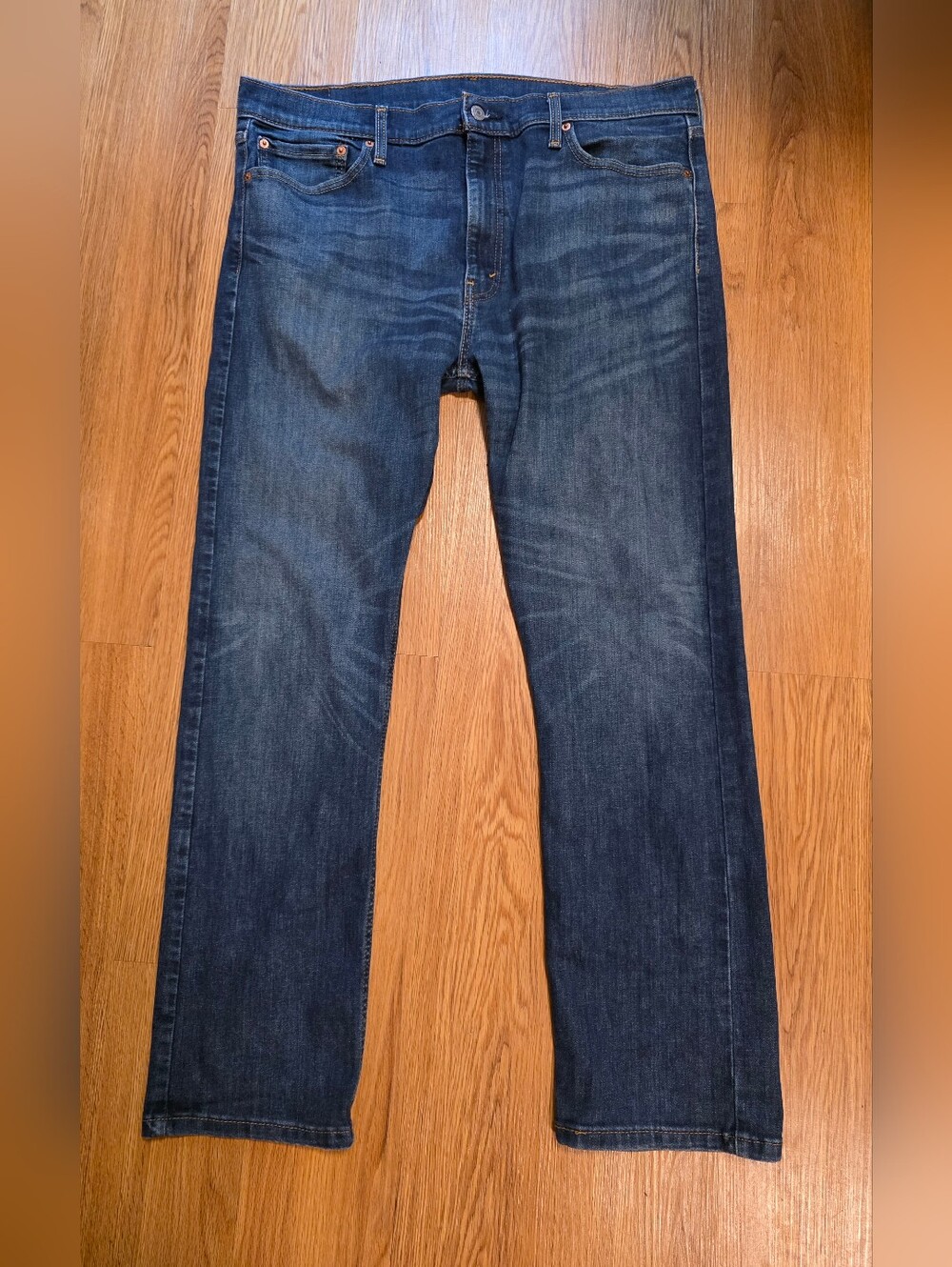 Levi's 513 Jeans 38X32 Slim Straight Leg Men's Blue Dark Wash Stretch Denim